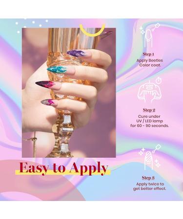 Beetles 23 Pcs Midnight Euphoria Gel Nail Polish Collection with Glitter Pink Shades - Soak Off, Top Coat, Base Coat & 6 Glitter Nail Brushes - Perfect Nails Gifts for Women & Girls - Buy Online on GoSupps.com