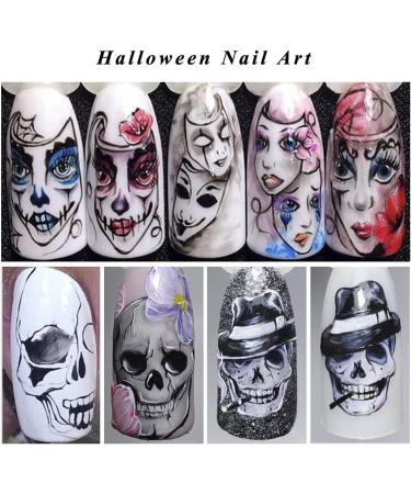 Halloween Nail Art Stickers Decals DIY Self-Adhesive Nail Sticker Decals Nail Art Tips Stencil Nail Decorations for Halloween Party Include Pumpkin/Bat/Ghost/Witch etc(25 Sheets) - Buy Online on GoSupps.com