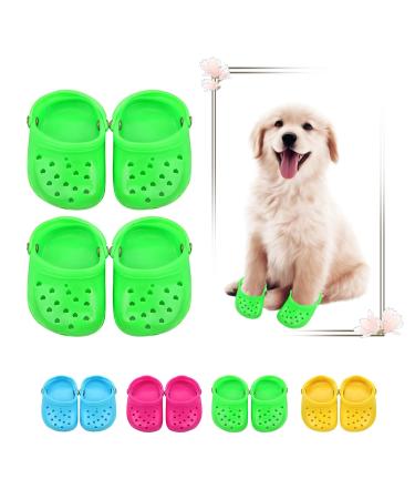 YAWMLYE 2 Pairs Pet Dog Shoes Dog Clogs for Puppy Photos Candy Colors Sandals Summer Dog Shoes with Rugged Anti-Slip Sole Dog Shoes Gifts for Pet Festival 4Pack/2Pairs (Green)