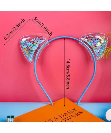 Fishdown Cute Cat Ears Headbands Set for Girls - Non-slip Transparent Quicksand Design (7pcs Per Pack, Color-1) - Buy Online on GoSupps.com