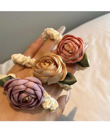 amangul Vintage Flower Hair Scrunchies Thick Updo Oversized Scrunchies Elegant -Hair Rope Scrunchy Women Ponytail Holder(Orange) - Buy Online on GoSupps.com