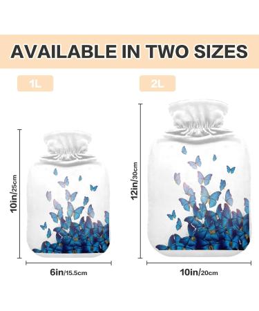 Durable 1L Heat Bottle for Pain Relief | Colorful Blue Butterfly Design | Perfect for Hands Feet Shoulders & Cramps - International Shipping Available - Buy Online on GoSupps.com