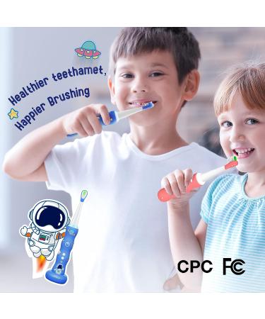 Kids Sonic Electric Toothbrush with LED Light | 3 Cleaning Modes & Timer | Rechargeable & Waterproof | 2 Soft Bristles | Ages 3+ - Blue - Buy Online on GoSupps.com