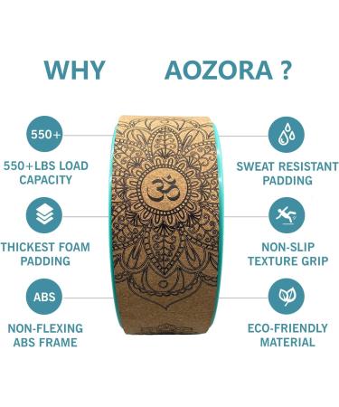 Aozora Yoga Wheel Set - 3 Pack 6, 10, 13 Cork/Turquoise with Detailed Book Guide for 30+ Poses - Perfect for Backbends and Stretching - Buy Online on GoSupps.com