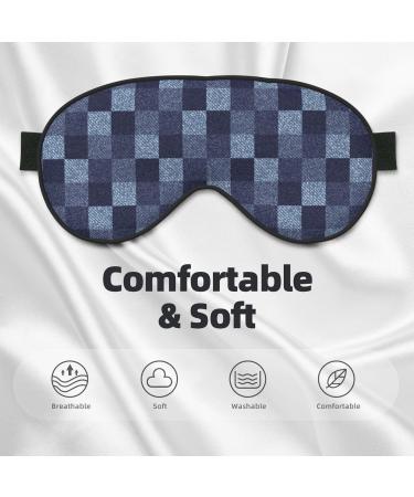 Blue Gingham Buffalo Check Eye Mask - Soft Sleep Cover & Travel Blindfold with Elastic Strap - Buy Online on GoSupps.com