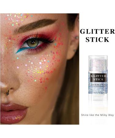 White Body Glitter Stick | Holographic Chunky Glitter Gel for Face Body Hair | Perfect for Concerts Festivals & Rave Accessories | Sparkling Makeup for Women - Buy Online on GoSupps.com