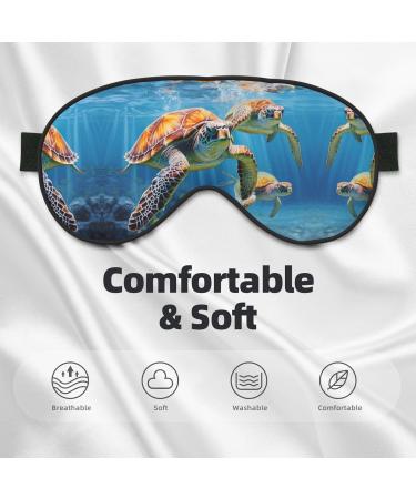 SSIMOO Sea Turtles Print Light-Blocking Eye Mask | Ultra-Soft for Comfort & Restful Sleep - International Shipping Available - Buy Online on GoSupps.com