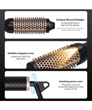 Buy Thermal Brush | 1.5" Heated Round Brush Curling Iron with Ceramic Tourmaline & PTC Heater - Detachable & Travel-Friendly - Buy Online on GoSupps.com