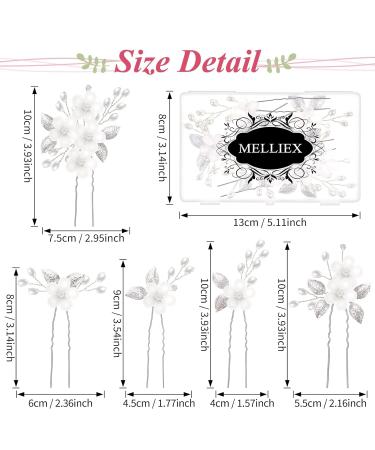 Melliex 5-Piece Wedding Hair Needles & Pearl Flowers | Silver Bridal Jewelry U-Shaped Hair Clips for Women & Girls - Buy Online on GoSupps.com