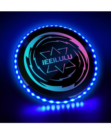 Ieilulu bright frisbee Ultimate Frisbee LED bright flight disc with 49 LED lights reusable LED frisbee disc fun sport for children adult lawn beach (blue)