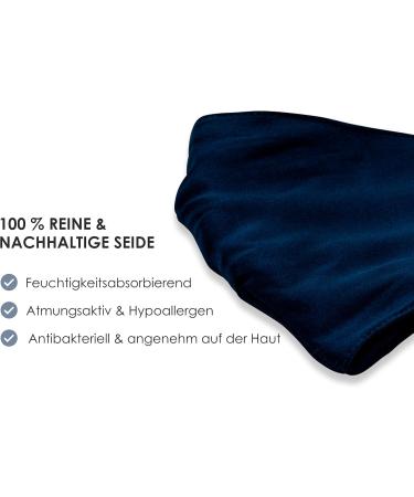 Silkist Unisex Mouth Protection Mask - 100% Silk 3-Layer Adjustable Reusable Breathable - Dark Blue - Buy Online on GoSupps.com