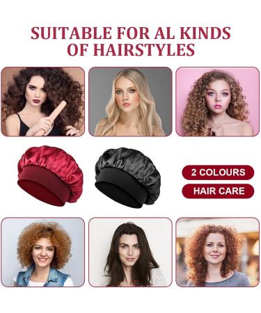 URAQT Satin Sleep Cap 2 Pack - Large Night Head Cover for Women - Soft & Comfortable Sleep Bonnet - Breathable Hair Cap for Long Curly Hair - Best for Night Sleep - Buy Online on GoSupps.com