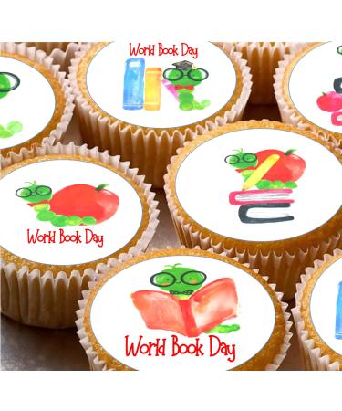World Book Day style 24 pre-cut edible party decorations Wafer Paper Cupcake Topper Cake