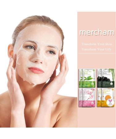 mercham 8 Pcs Sheet Face Mask Pure Natural Plant Extracts Hydrating Moisturizing Deep Cleansing Pores Nourishing Anti-aging Sheet Masks Multipack for All Skin Types Face Masks Skincare - Buy Online on GoSupps.com