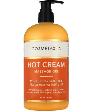 Cosmetasa Hot Cream Massage Gel - Natural and 87% Organic Cellulite Cream - Multi Use, Skin Toning Cream, assists in Pain Relief for Joints and Muscle Sores - 8.8 Oz 8.8 Ounce (Pack of 1)