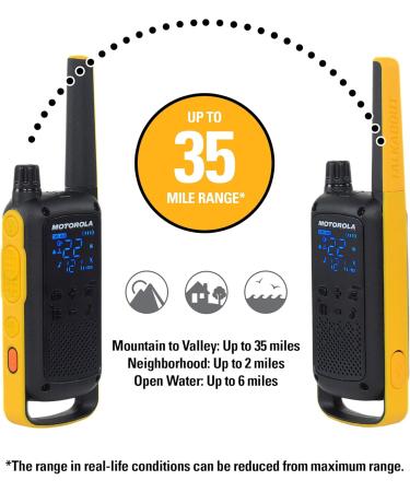 Motorola Solutions Portable FRS T470 Talkabout Two-Way Radios Emergency Preparedness Rechargeable 22 Channel 35 Mile Black W/Yellow 2 Pack - Buy Online on GoSupps.com