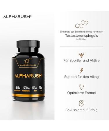 Alpharush Men's Complex with Maca (20:1), High Dose with Tribulus Terrestris, Ashwagandha and Fadogia Agrestis, Maca Complex for Men, Alternative to Tongkat Ali, 120 Capsules for Men - Buy Online on GoSupps.com