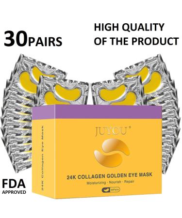30 Pairs 24K Gold Under Eye Patch - Collagen Eye Mask for Anti-Wrinkles & Dark Circles - Buy Online on GoSupps.com