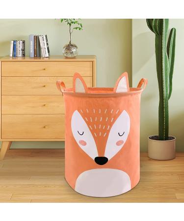 Homele Large Round Storage Basket - Cute Collapsible Laundry Organizer and Toy Bin - Waterproof Nursery Hamper - Fox Design - Buy Online on GoSupps.com