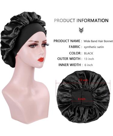 AliLeader 2Pcs Silk Hair Bonnet for Sleeping - Black+Leopard | Soft Satin Sleep Cap for Curly Hair - Buy Online on GoSupps.com