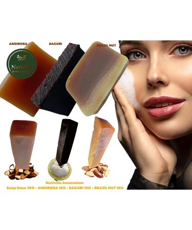 Nativilis Amazonian Soap Base 3KG - ANDIROBA 1KG - BACURI 1KG - BRAZIL NUT 1KG - Natural Vegan Face Skin Body Moisturises No Chemicals Additives Colours or Lauryl - Melt and Pour Copaiba Benefits - Buy Online on GoSupps.com