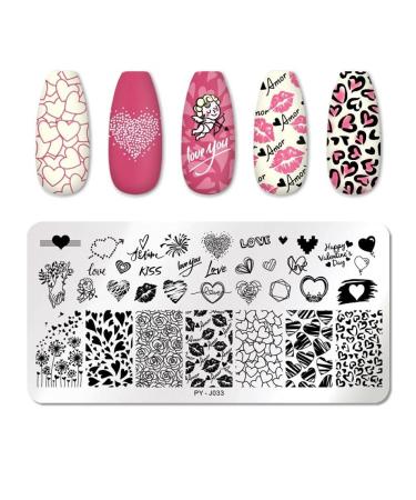 Valentine's Day Nail Stamping Plate Organizer Rose Flower Stamping Plate Stainless Steel Nail Design Template