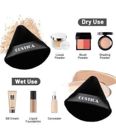 COSTICA 6 Pack Triangle Powder Puffs for Face Makeup | Contouring Loose & Cosmetic Foundation Applicators | Black Body Powder Tools - Buy Online on GoSupps.com