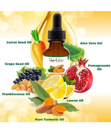 Herblov Turmeric Serum for Face & Body - All-Natural Skin Brightening Serum - Fights Acne, Evens Tone, Heals Scars - Made in the USA - Buy Online on GoSupps.com