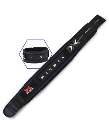 PICSIL - lumbar belt for weight lifting ideal for squats cross lifting lounge steps adaptable belt with space for patches 3 colors 5 sizes M navy blue