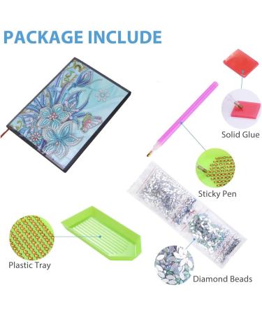 5D DIY Diamond Painting Notebook - Blue Flower | A5 Blank Book for Mosaic Art and Drawing - Buy Online on GoSupps.com