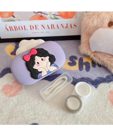 FLYRANGOOV Cute Cartoon Princess Contact Lens Etui | Portable 4-Part Storage Box for Travel | Stylish Contact Lens Case (Taro Lila-SchneebegleiterBox) - Buy Online on GoSupps.com