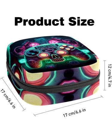 MUOOUM Menstrual Pad Bag - Zippered Storage for Tampons & Feminine Products | Skull Game Controller Design | 4.7x6.6x6.6 in | Perfect for Women & Girls - Buy Online on GoSupps.com