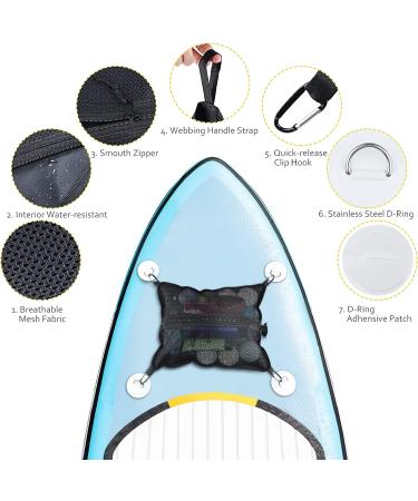 Paddleboard Deck Bag with Waterproof Insert and Zipper Closure - Mesh SUP Storage Pouch with D-Rings for SUP, Surfboard, Kayak, Canoe, Rafting - Buy Online on GoSupps.com