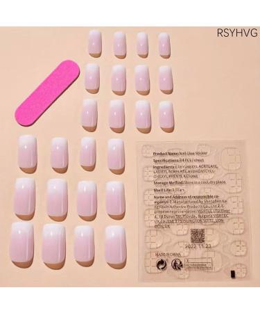 False Nails Medium stick on nails for women impress nail spress on Square French Manicure Fake Tips Press On Full Cover Nails - Buy Online on GoSupps.com