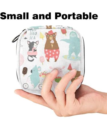 GIAPB Sanitary Napkin Storage Bag | Period Tampon Makeup Pad Pouch | Cartoon Animals Summer Bear - Buy Online on GoSupps.com