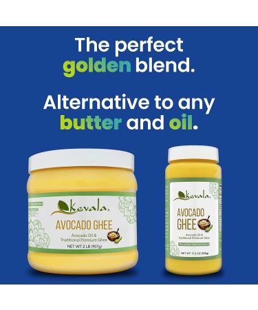 Kevala Avocado Ghee 32 Oz - High-Heat Blend of Avocado Oil and Premium Ghee - Keto, Paleo, Casein Free - 2 lb Bottle - Buy Online on GoSupps.com