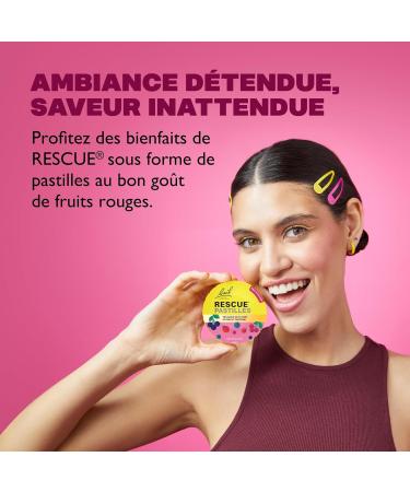 RESCUE - Pastilles go t Fruits des bois - Bien- tre motionnel naturel - M lange de 5 Fleurs de Bach Original - Id al lors de d placement voyage stress du quotidien - Sans sucre - Bo te de 50g - Buy Online on GoSupps.com