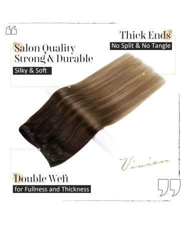 Vivien Brown Treat Real Hair Extensions - Remy Balayage 50cm | 100g Tress Extensions in Brunette to Chestnut Brown & Golden Brown #2/6/18 - Buy Online on GoSupps.com