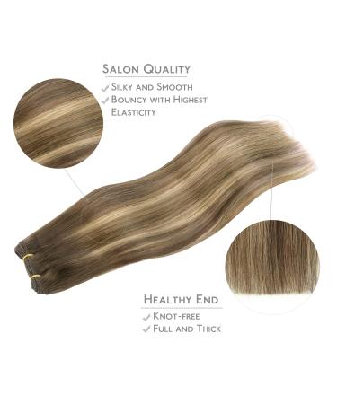 40cm 80g Balayage Chocolate Brown to Caramel Blonde Real Hair Extensions | Sew In Tresses Weft - Premium Quality - Buy Online on GoSupps.com