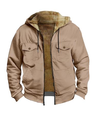 Hanxiulin fleece plush jacket fluffy warm zipper wool jacket men cardigan winddichter coat thick oversized light outdoor winter coat with hooded plush jacket 3xl