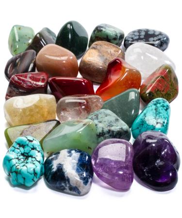 KALIFANO Bulk Tumbled Stones (1,000+ Carats) Random Assortment of Polished High Energy Reiki Crystals (May Include Blackstone, Turquoise, Fluorite etc.) - Piedras Caidas with Healing Properties