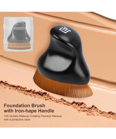 Buy Foundation Makeup Brush | Kabuki Bronzer Brush for Liquid & Cream Cosmetics | Ergonomic Handle - Matte Black - Buy Online on GoSupps.com