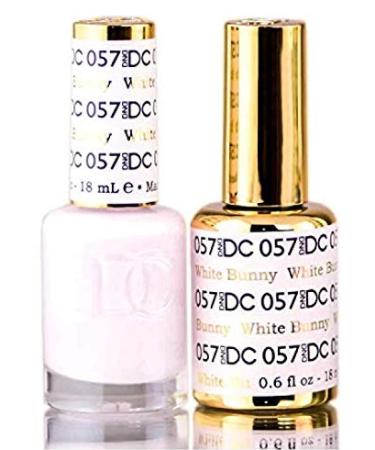 DND DC Neutrals GEL POLISH DUO  Gel Lacquer 0.5 oz + Matching Nail Polish Color 0.5 oz  Daisy Nails (with bonus side Glitter) Made in USA (White Bunny (057).)
