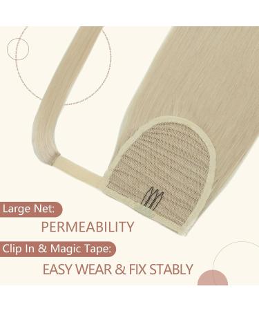 Elailite Real Hair Ponytail Extension #60 Platinum Blonde - 40cm 80g Smooth Natural Hair Braid - Buy Online on GoSupps.com