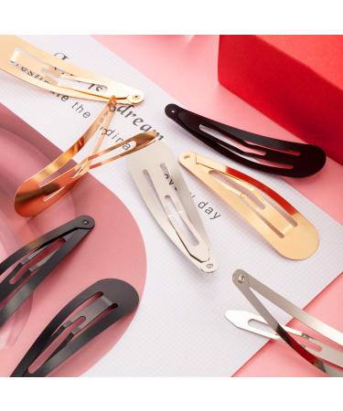 30-Piece Large Metal Snap Hair Clip Set for Girls and Women - Non-Slip Barrettes in Gold, Silver, and Black - Buy Online on GoSupps.com