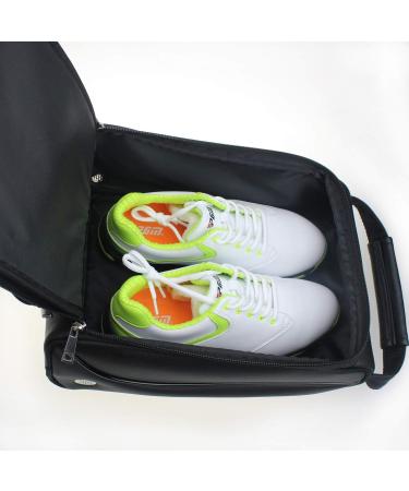 Crestgolf Deluxe PU Golf Shoe Bag - Waterproof Zippered Carrier with Ventilation, Outside Pocket for Socks, Tees, etc - Buy Online on GoSupps.com