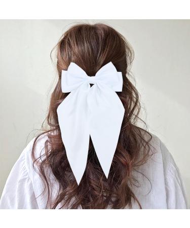Cinaci 8 Pieces Silky Satin Big Hair Bows for Women Girls Teens Fancy Long Tail Bow Hair Clips French Hair Barrettes Hair Accessories S2 - Buy Online on GoSupps.com