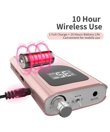 35000RPM Professional Nail Drill Machine - Kredioo Pro Electric Drill for Acrylic Nails | Rechargeable & Portable | 6 Bits & Sanding Bands | Cordless Efile for Gels | Manicure Salon - PINK - Buy Online on GoSupps.com