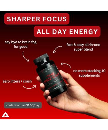 Matrixx The Red Cap 10-in-1 Nootropic Formula | Natural Energy Focus & Clarity | Rhodiola L-Theanine Citicoline Lion's Mane Brain Booster Capsules - Shop Internationally - Buy Online on GoSupps.com