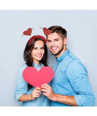 Minkissy 2-Piece Valentine's Day Heart Head Boppers - Glitter Red Love Hair Bands for Weddings & Festivals - Buy Online on GoSupps.com